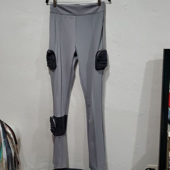 Maniere De Voir Stylish Silver Gorpcore Pants with Cargo Pockets Size 4 - Picture 11 of 16
